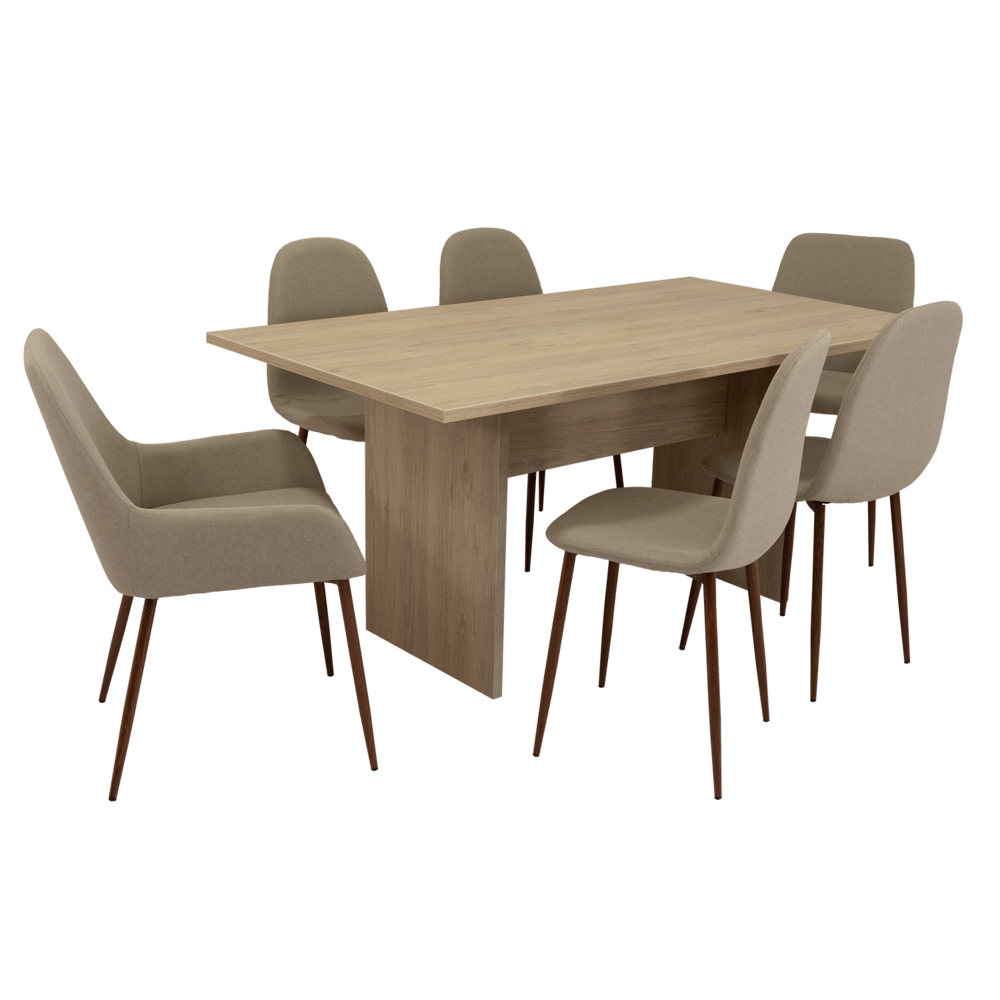 Combo Comedor Demby, Beige, Café Claro y Chocolate, Incluye Comedor y 6 Sillas - VIRTUAL MUEBLES
