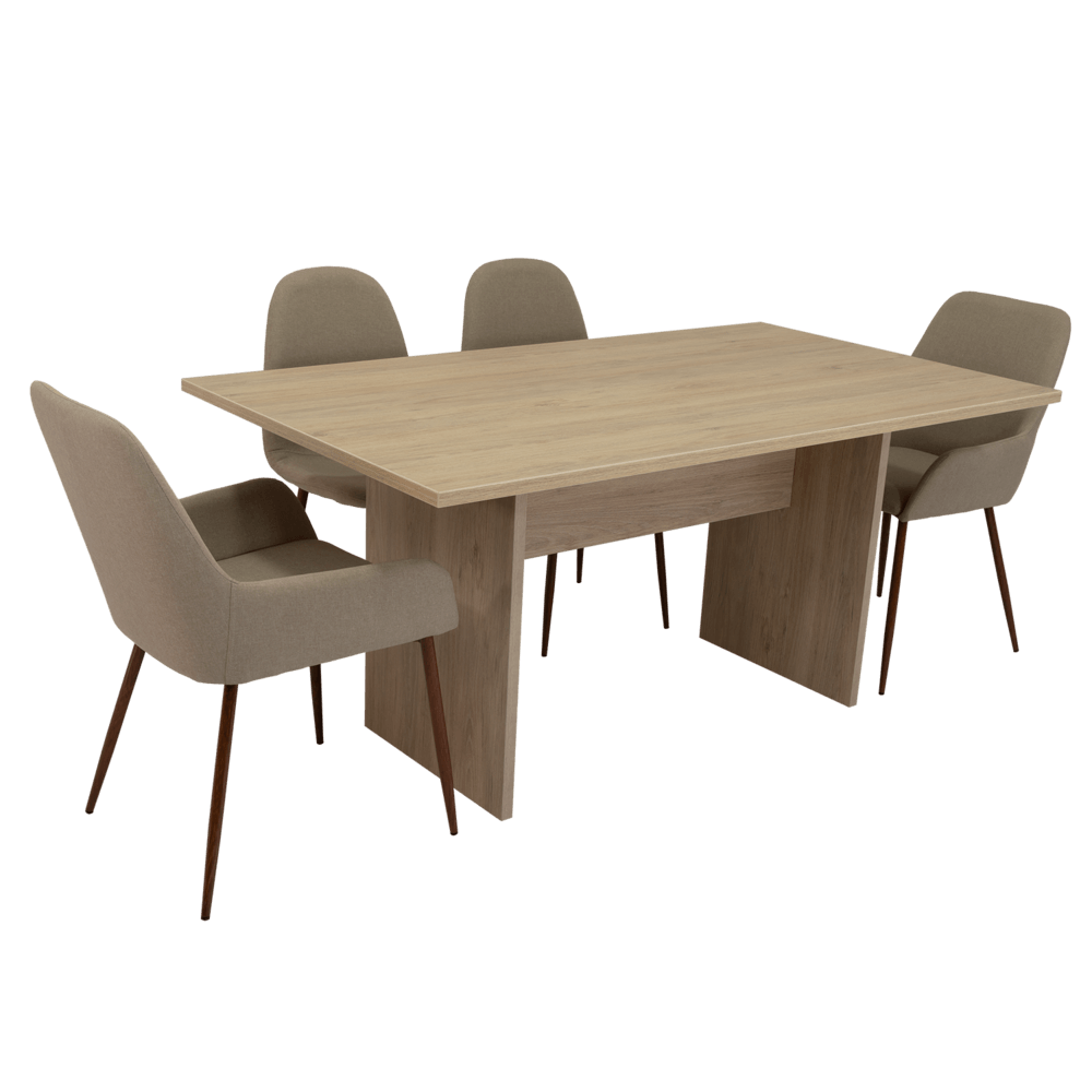 Combo Comedor Demby, Beige, Café Claro y Chocolate, Incluye Comedor y 6 Sillas - VIRTUAL MUEBLES