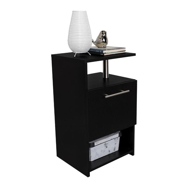 Mesa de Noche Alta Jena, Wengue, con cajon para guardar objetos