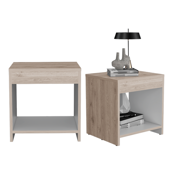 Mesa de Noche Crotam, Humo y Blanco, con diseño moderno X2