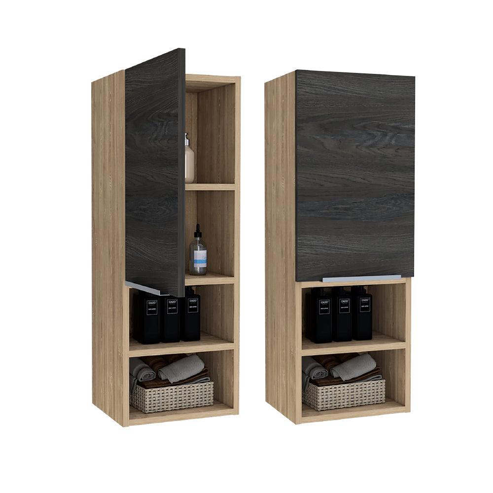 Gabinete de Baño Real, Miel y Grafito, Con Dos Puertas Batientes X2 - VIRTUAL MUEBLES