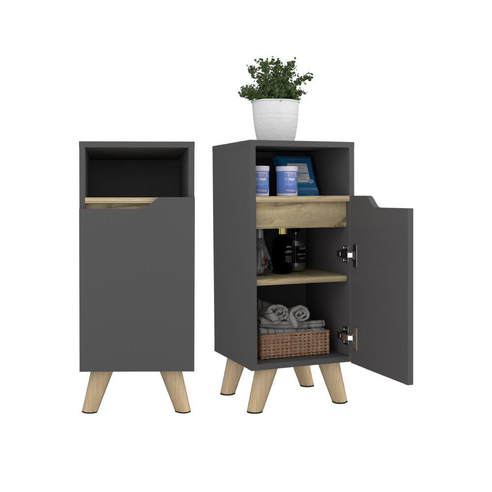 Gabinete de Baño Vicent, Plata Oscuro y Café Claro, con Variedad De Entrepaños X2 - VIRTUAL MUEBLES
