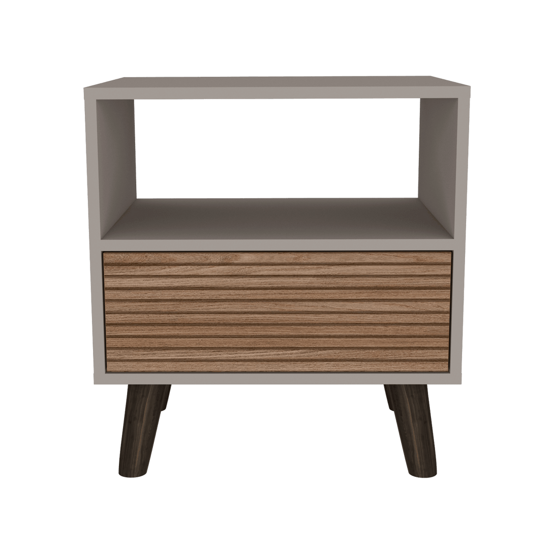 Mesa de Noche, Mirabella, Cocoa, con un Cajón y Amplio espacio para Almacenar Objetos - VIRTUAL MUEBLES