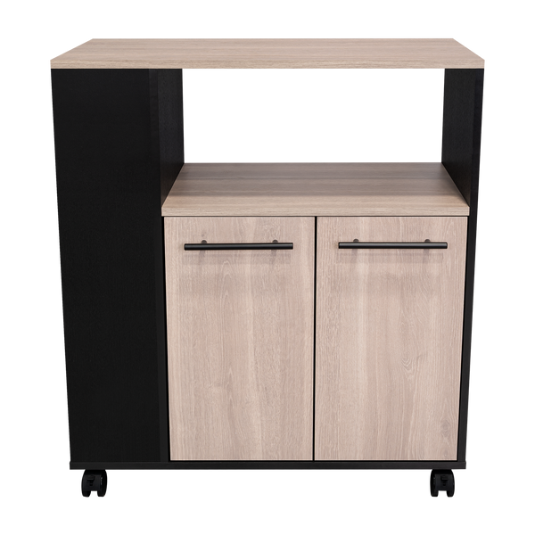 Mesa Auxiliar de Cocina Eldon, Wengue y Bardolino, con rodachina y rodachina de freno