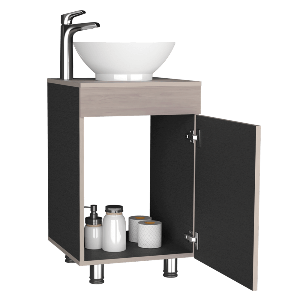 Mueble Lavamanos Coralyn, Wengue y Nacar, con Amplio Espacio de Almacenamiento - VIRTUAL MUEBLES