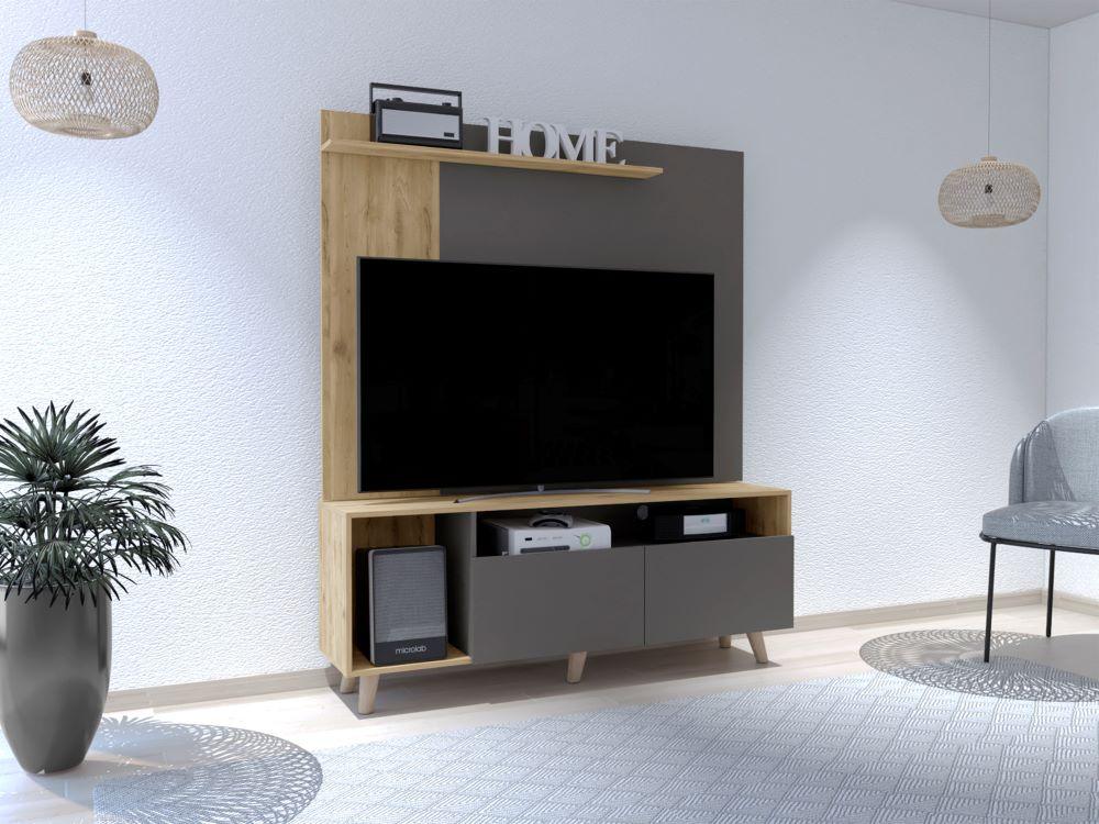 Mesa Para Tv Maku color Miel Y Gris Para Sala.