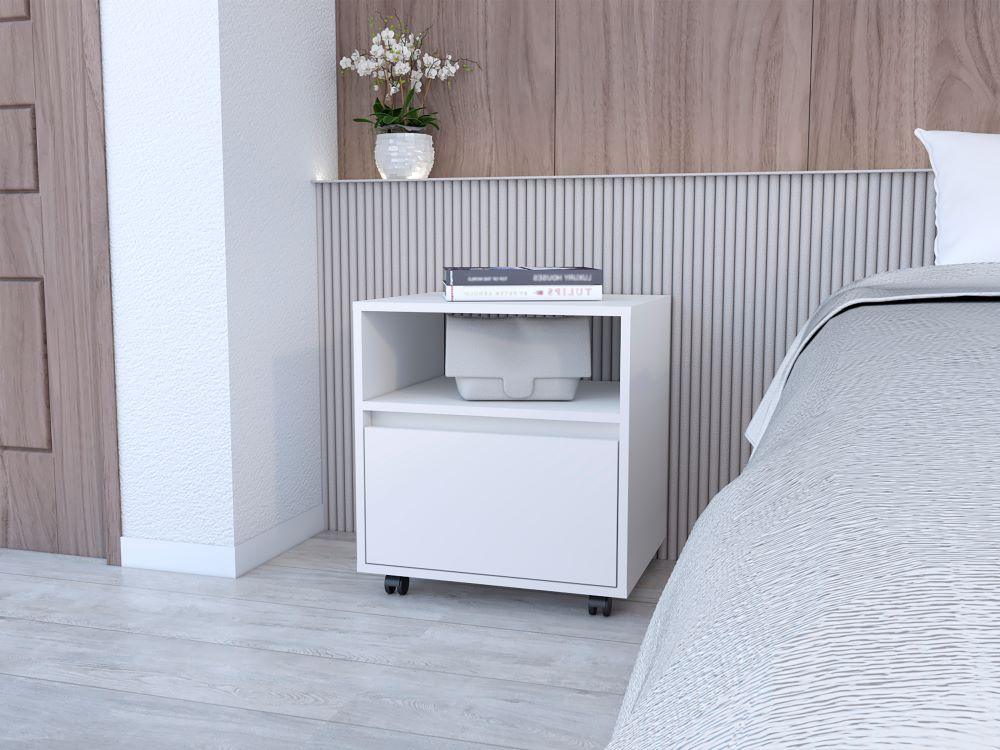 Mesa De Noche Cruella Color Blanco Vainilla para Habitación.