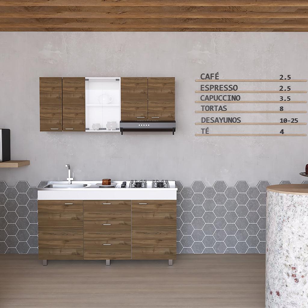 Mueble Multiusos Laurel, Castaño y Blanco, no incluye mesón - VIRTUAL MUEBLES