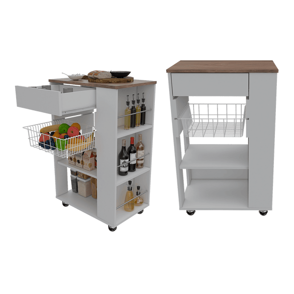 Organizador de Cocina Alhena, Blanco y Moca, con Entrepaños Para Ubicar Elementos de Cocina X2