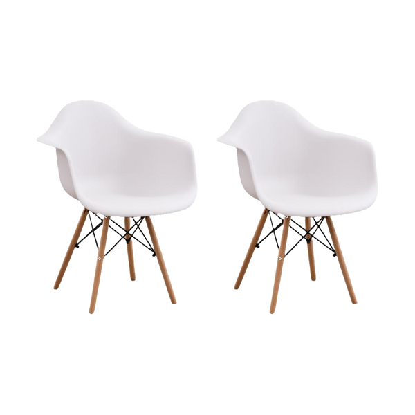 Silla Delia, Color Blanco, Con espaldar y patas en Madera X2