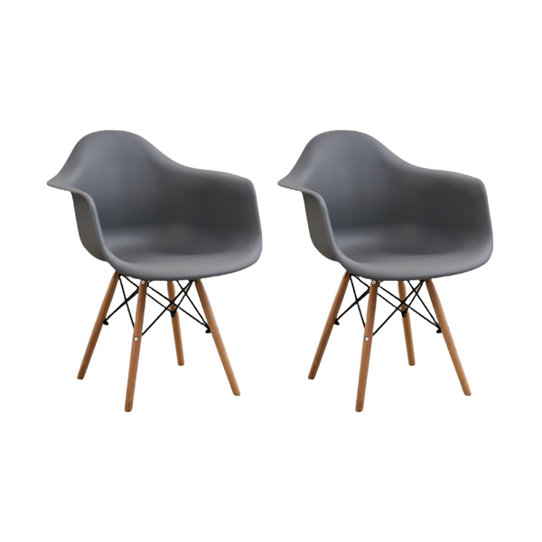 Silla Delia, Color Gris Oscuro, Con espaldar y patas en Madera X2