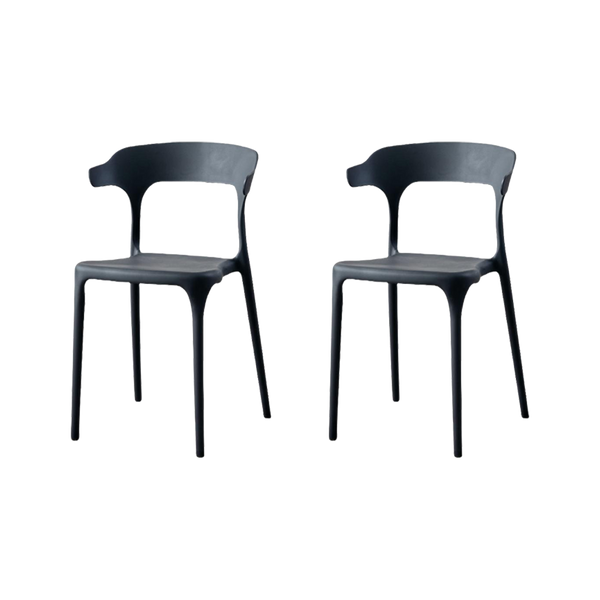 Silla Elena, Color Negro, Con espaldar y diseño Moderno X2