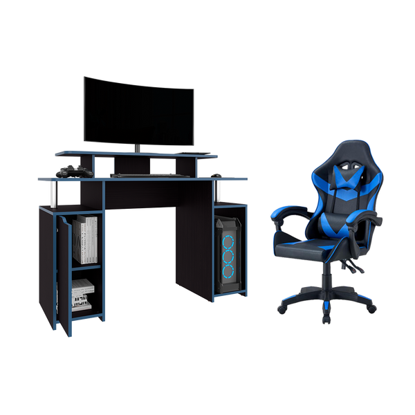Combo para Oficina Akua, Azul y negro, Incluye Silla y Escritorio Gamer