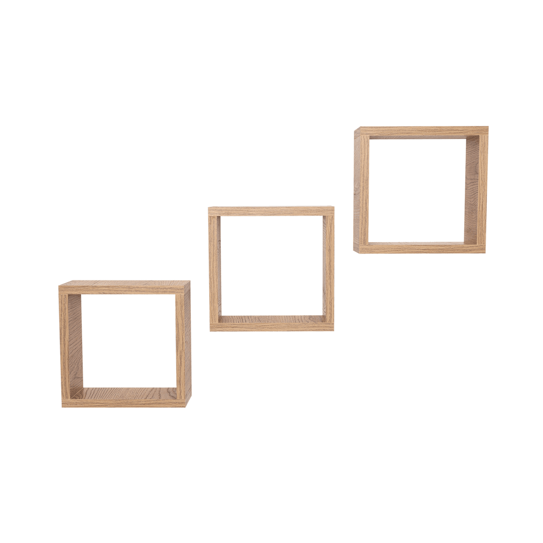 Set de Repisas Cuadradas Eros, Beige, X 3 Unidades - VIRTUAL MUEBLES