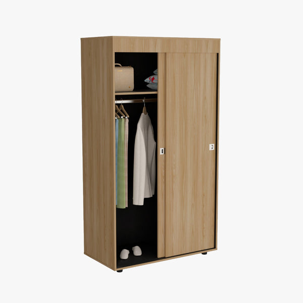 Closet Angelo 100, Fresno Europeo y Wengue, con Dos Puertas Corredizas