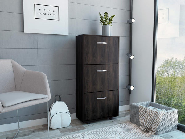 Mueble Auxiliar Zapatero Campora, Nogal y Wengue, con Amplio Espacio de Almacenamiento ZF